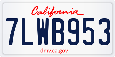 CA license plate 7LWB953