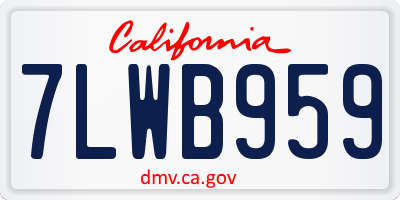 CA license plate 7LWB959