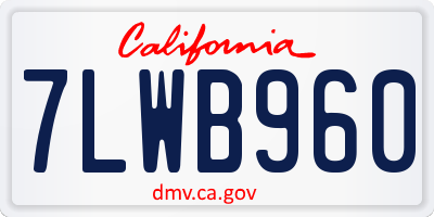 CA license plate 7LWB960