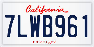 CA license plate 7LWB961