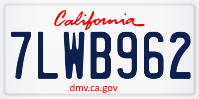 CA license plate 7LWB962