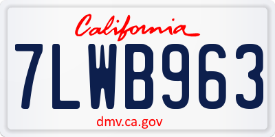CA license plate 7LWB963