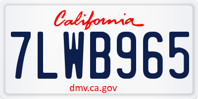 CA license plate 7LWB965