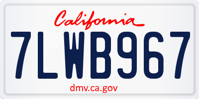 CA license plate 7LWB967