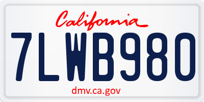 CA license plate 7LWB980