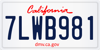 CA license plate 7LWB981