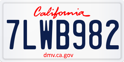 CA license plate 7LWB982