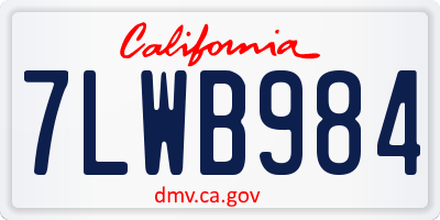 CA license plate 7LWB984