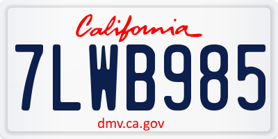 CA license plate 7LWB985