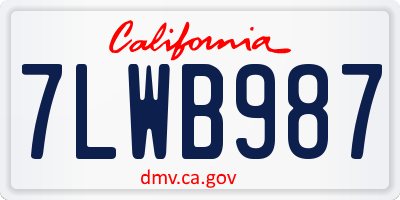CA license plate 7LWB987
