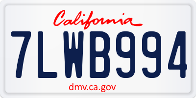 CA license plate 7LWB994