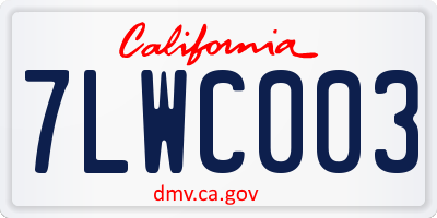 CA license plate 7LWC003
