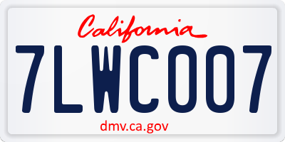 CA license plate 7LWC007