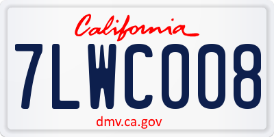 CA license plate 7LWC008
