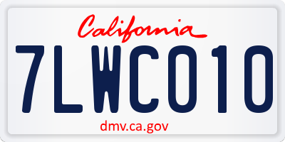 CA license plate 7LWC010