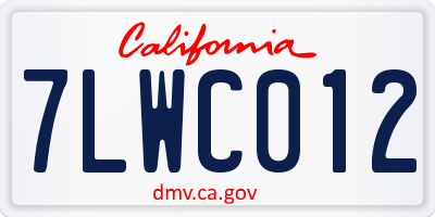 CA license plate 7LWC012