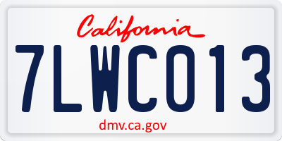 CA license plate 7LWC013