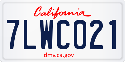 CA license plate 7LWC021