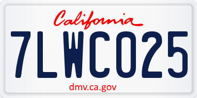 CA license plate 7LWC025