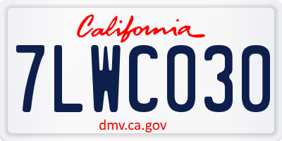CA license plate 7LWC030