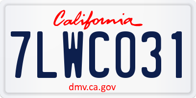 CA license plate 7LWC031