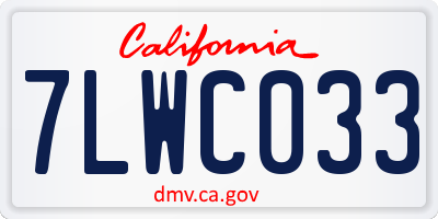 CA license plate 7LWC033