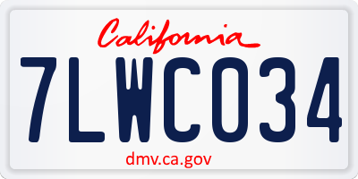 CA license plate 7LWC034