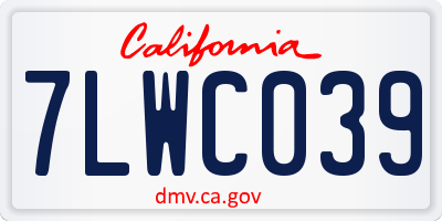CA license plate 7LWC039
