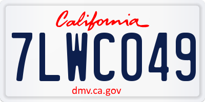 CA license plate 7LWC049