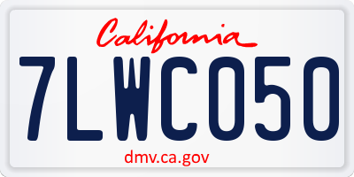 CA license plate 7LWC050