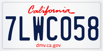 CA license plate 7LWC058
