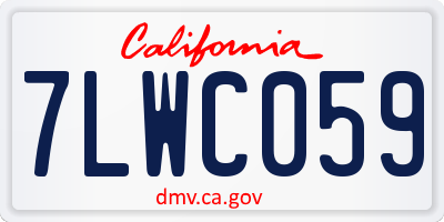 CA license plate 7LWC059