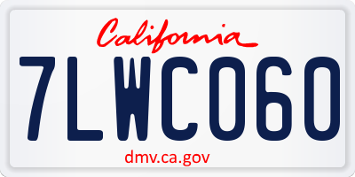 CA license plate 7LWC060