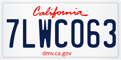 CA license plate 7LWC063