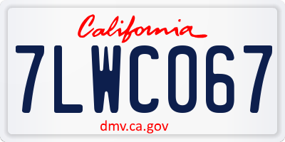 CA license plate 7LWC067