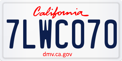 CA license plate 7LWC070