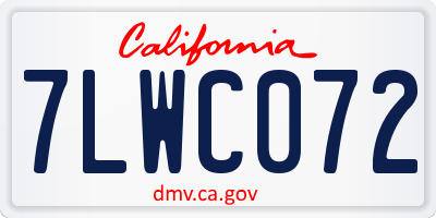 CA license plate 7LWC072