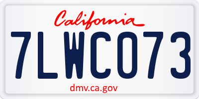 CA license plate 7LWC073