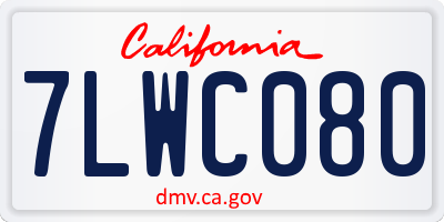 CA license plate 7LWC080