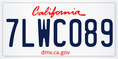 CA license plate 7LWC089