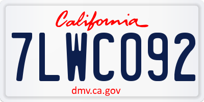 CA license plate 7LWC092