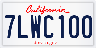 CA license plate 7LWC100