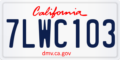 CA license plate 7LWC103