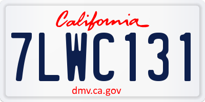 CA license plate 7LWC131