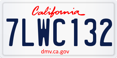 CA license plate 7LWC132