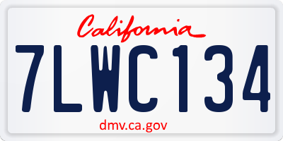 CA license plate 7LWC134