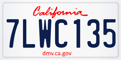 CA license plate 7LWC135