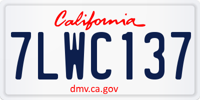 CA license plate 7LWC137