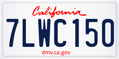 CA license plate 7LWC150
