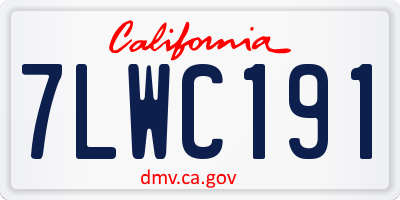 CA license plate 7LWC191